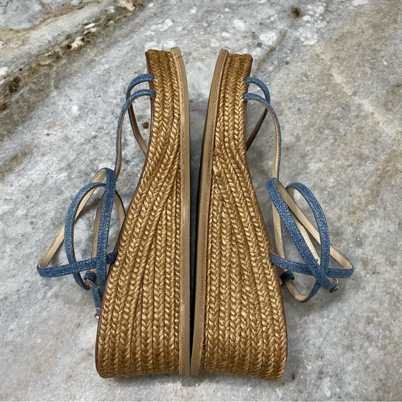 Jimmy Choo Danai 100 Denim Wedge Sandal, Blue - Picture 7 of 13
